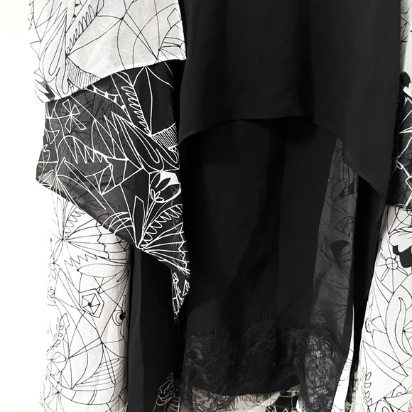 BCBGMAXAZRIA Alycia Black and White Lace Pattern Silk Dress - Picture 6 of 6